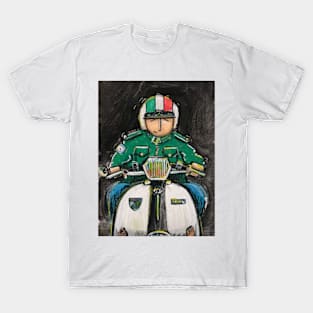 Retro Scooter, Classic Scooter, Scooterist, Scootering, Scooter Rider, Mod Art T-Shirt